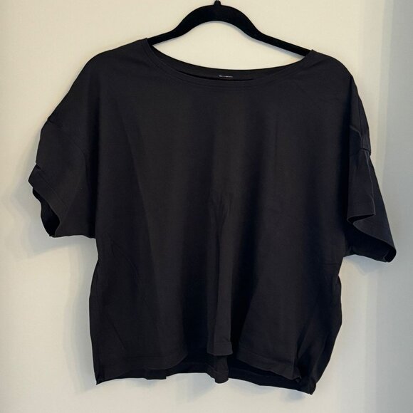 Lululemon Cates Cropped T-Shirt - Size 14 - Black - Picture 1 of 3